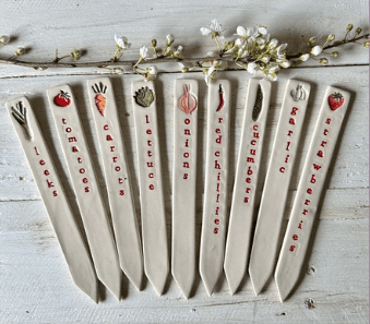 Ceramic vegetable plant markers